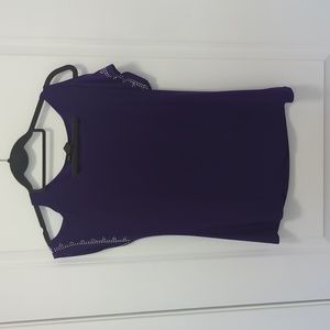 Purple top with cutout shoulders